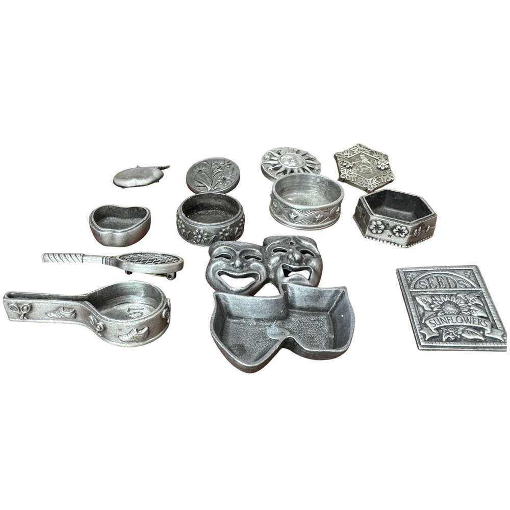 Collectible Pewter Trinket Boxes Lot of 7 Miniature Pin Boxes Celestial Variety - Picture 3 of 4